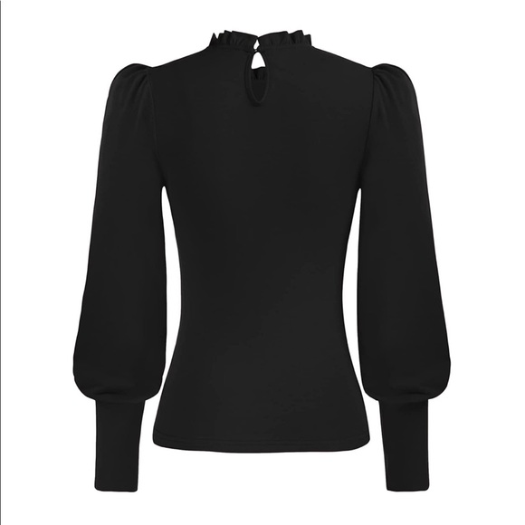 NWT Mock neck lantern sleeve ruched top blouse - Picture 5 of 8